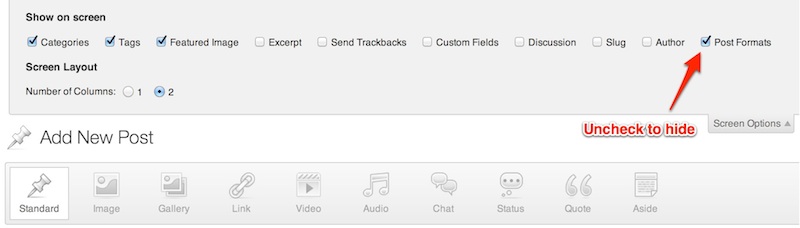 How to hide the Post Formats UI in WordPress